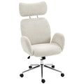 Ergonomic Office Chair with Adjustable Headrest and Boucle Fabric for All Day Comfort Pale Grey AOSOM