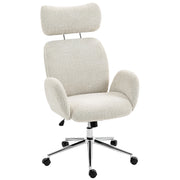 Ergonomic Office Chair with Adjustable Headrest and Boucle Fabric for All Day Comfort Pale Grey AOSOM