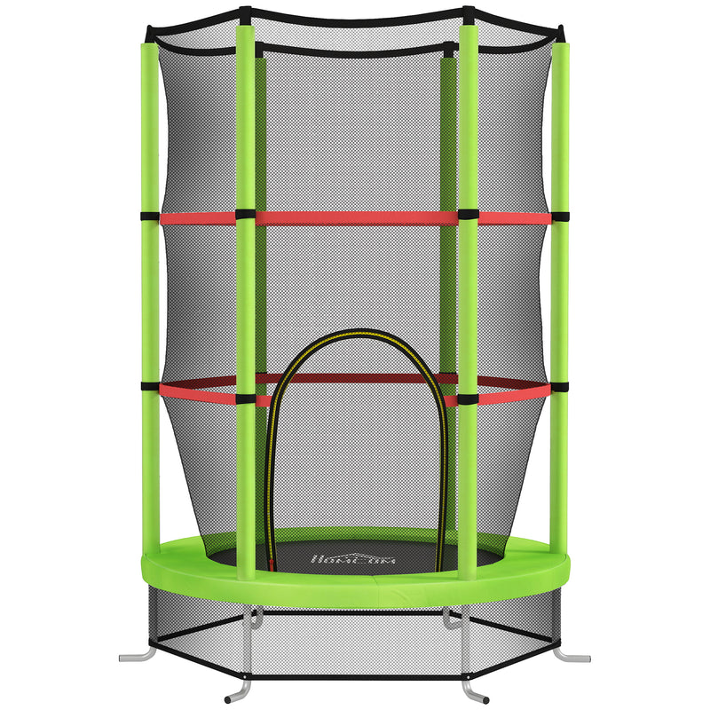 Green Kids Trampoline with Enclosure Net and Steel Frame for Ages 3-6 by HOMCOM AOSOM