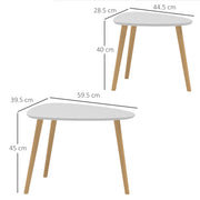 Set of 2 Nesting Coffee Tables with Solid Wood Legs Light Grey by HOMCOM