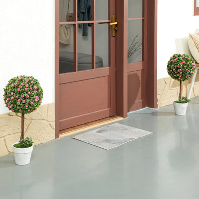 Set of 2 Artificial Topiary Trees with Pink Rose Flowers 60cm for Indoor Outdoor Decor by HOMCOM