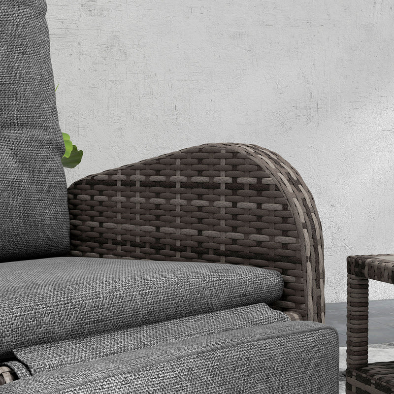 Grey and Brown Rattan 2 Seater Garden Chaise Lounge Set With Cushions For Relaxing Outdoors