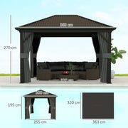 3.6 x 3m Aluminium Hardtop Gazebo with Accessories for Garden and Patio by Outsunny