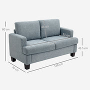 Light Grey 2 Seater Loveseat Sofa Chenille Fabric with Removable Cushions for Living Room by HOMCOM