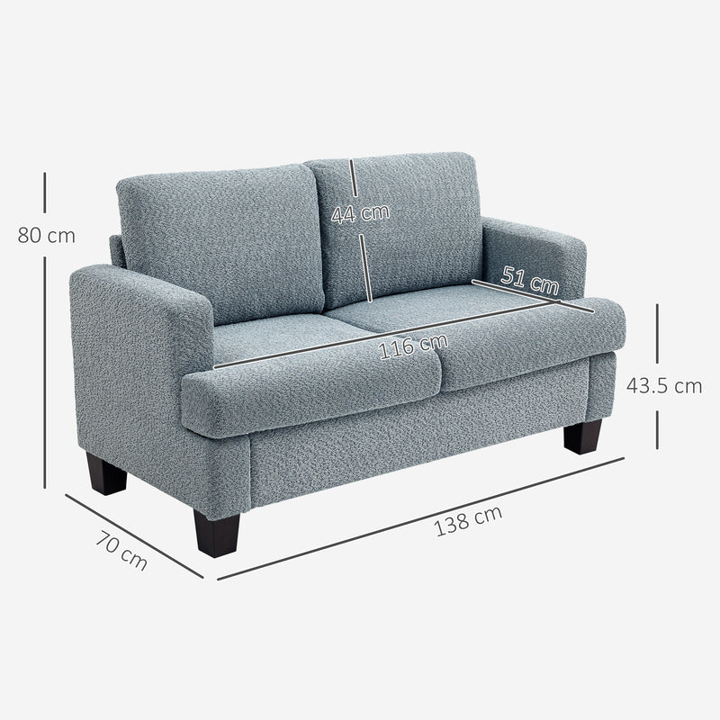 Light Grey 2 Seater Loveseat Sofa Chenille Fabric with Removable Cushions for Living Room by HOMCOM