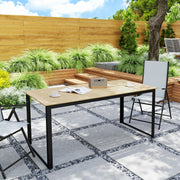 Rectangular 6 Seater Garden Dining Table with Slatted Top and Metal Frame in Teak by Outsunny