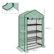 Four Tier Mini Greenhouse with Reinforced Cover for Plants and Seedlings Green