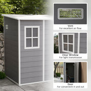 Grey Lean To Garden Storage Shed With Lockable Door Window And Weatherproof Roof