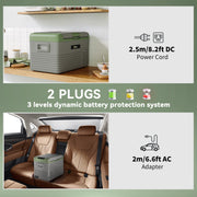 30L Portable Car Fridge in Light Green and Grey Ideal for Travel and Camping by Outsunny AOSOM