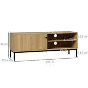 50 Inch TV Stand with Sliding Door Storage Wood Effect by HOMCOM