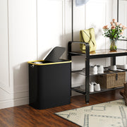 Black 80L Collapsible Double Laundry Basket With Lid and Handles by HOMCOM