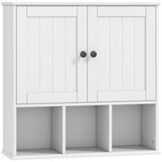 Wall Mounted Bathroom Cabinet With Adjustable Shelf And Open Storage Compartments White