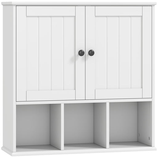 Wall Mounted Bathroom Cabinet With Adjustable Shelf And Open Storage Compartments White