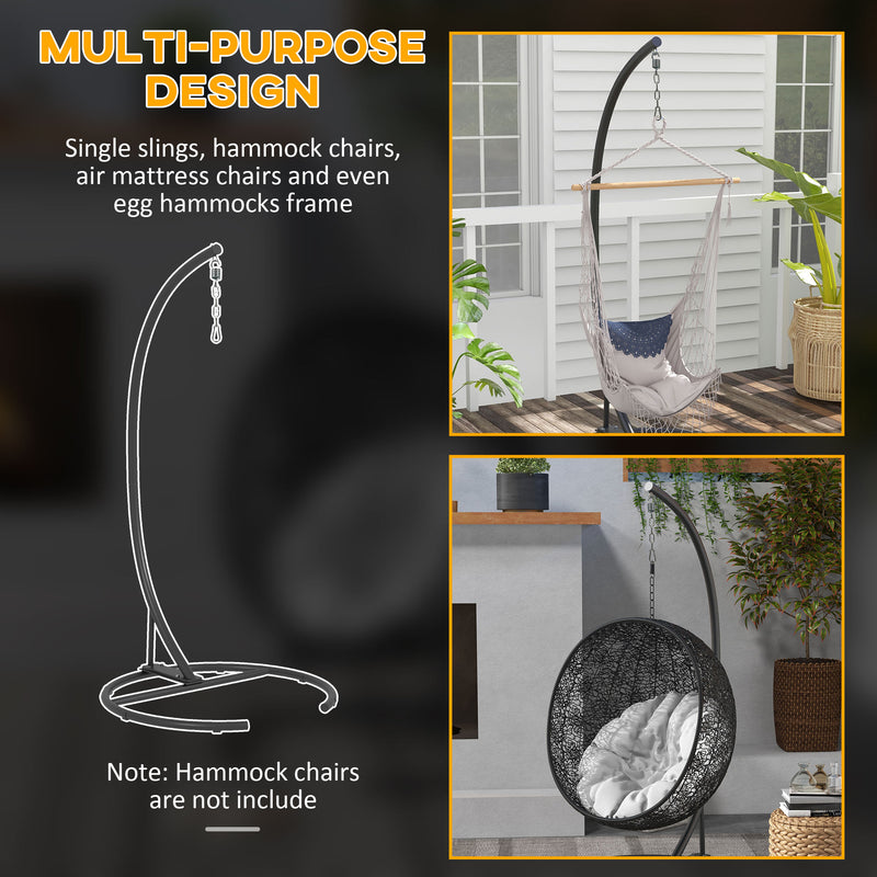 Hanging Hammock Chair Stand with Stable Round Base for Indoor and Outdoor Use Black AOSOM
