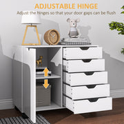 Mobile Office Storage Cabinet With Drawers And Shelves On Wheels, White