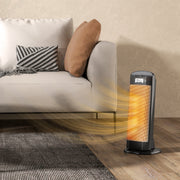 2000W Ceramic Electric Fan Heater With Thermostat And Oscillation For Home Office Black