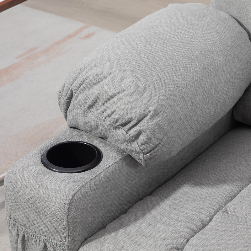 Electric Rise and Recline Chair for Elderly with Remote and Cup Holder Light Grey