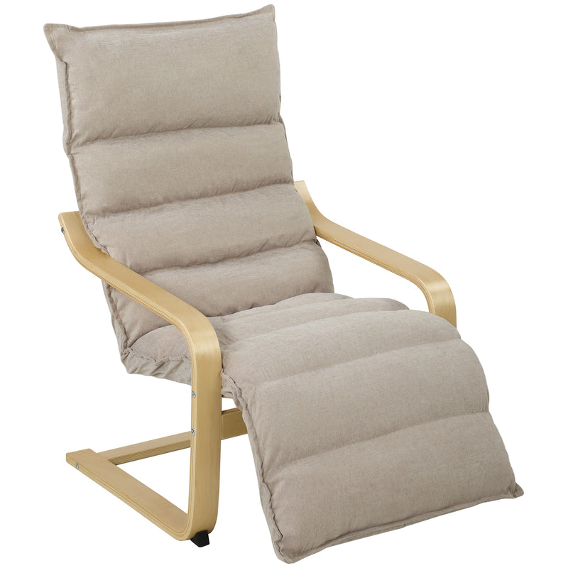Recliner Armchair with Adjustable Footrest and Rocking Motion for Relaxing at Home Light Brown