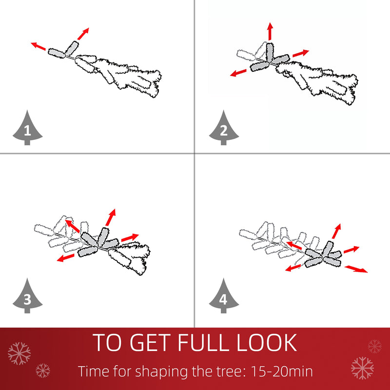 Four-step diagram showing how to spread out the branches for a full look
