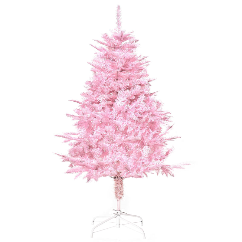 4ft pink artificial Christmas tree on a white metal base
