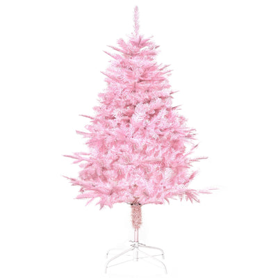 4ft pink artificial Christmas tree on a white metal base