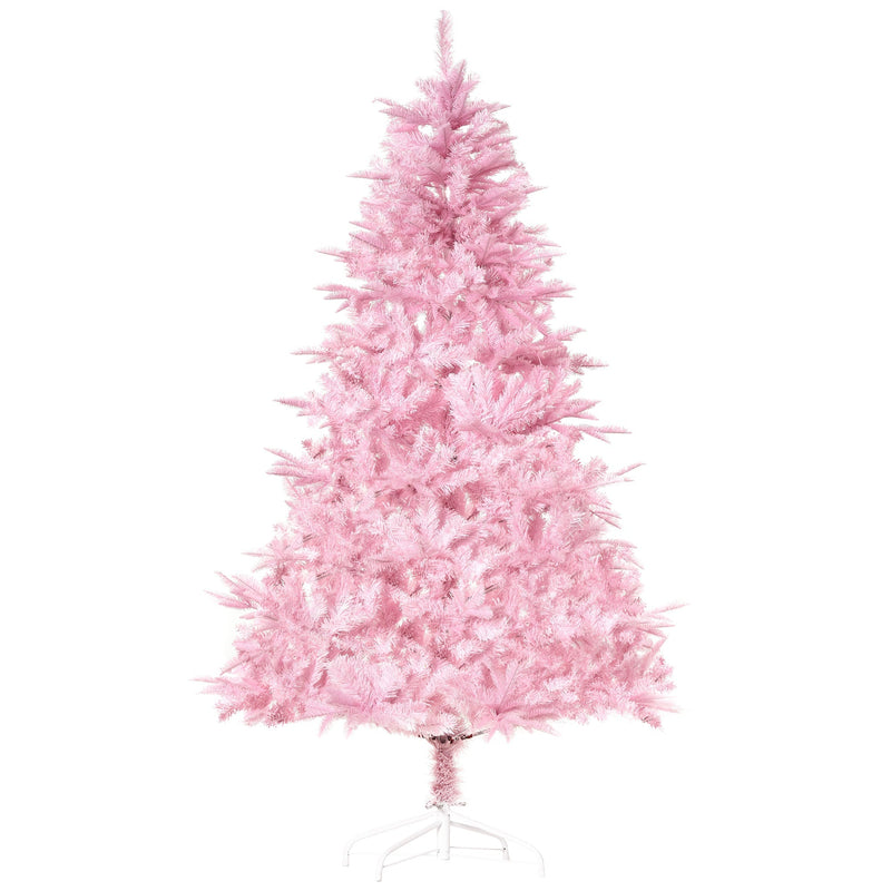 5ft pink artificial Christmas tree on a white metal base