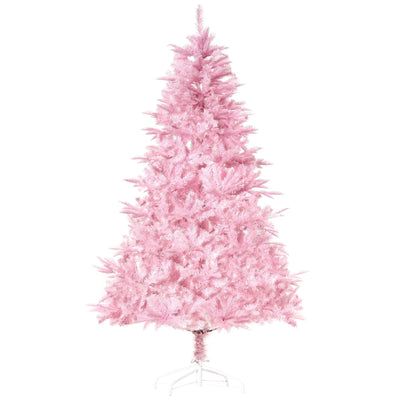 5ft pink artificial Christmas tree on a white metal base