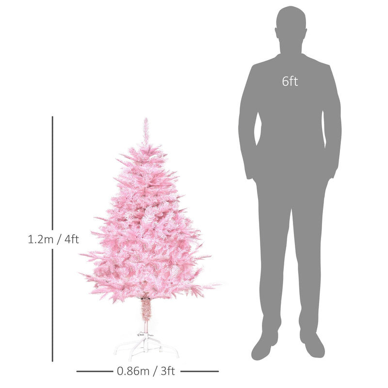 Dimensions diagram of the 4ft pink tree showing 1.2 m height and 0.86 m width
