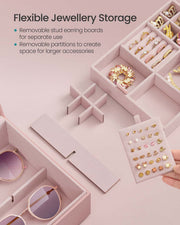 Jewellery box styled on a dressing table with jewellery inside