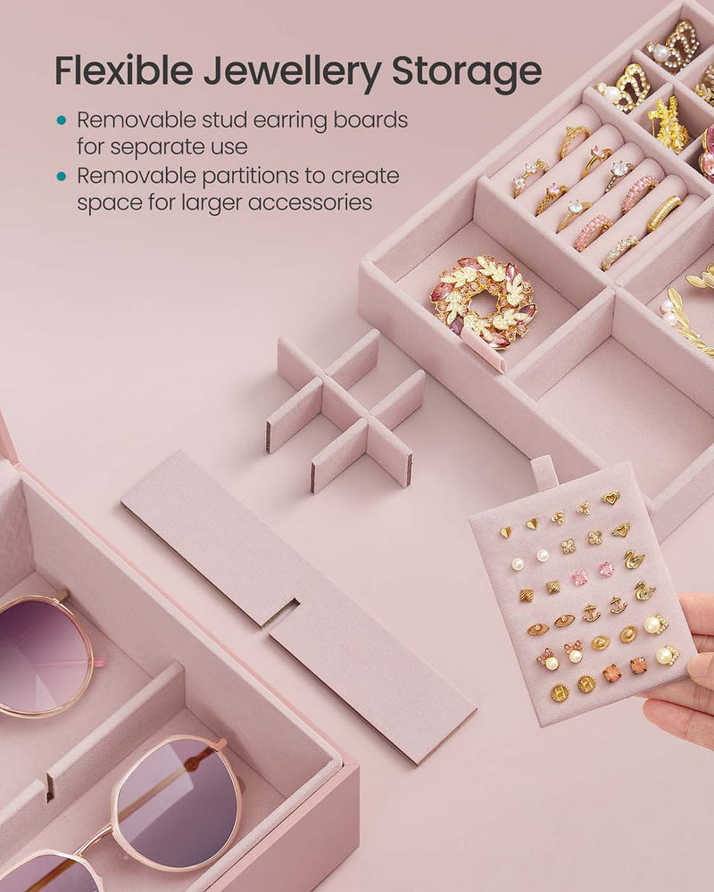 Jewellery box styled on a dressing table with jewellery inside