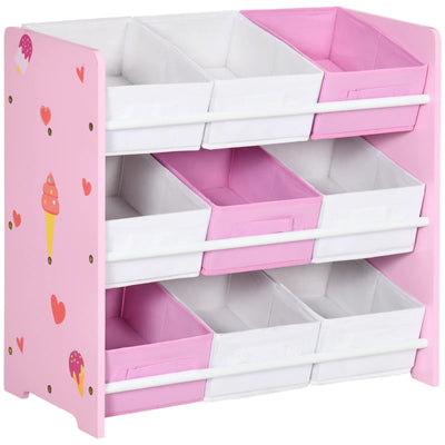 Pink Toy Organiser: 9 Removable Baskets, Storage, Book Shelf Zonekiz