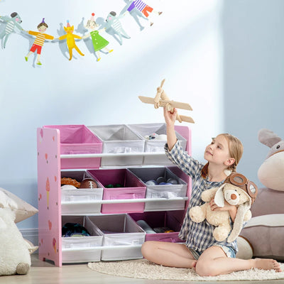 Pink Toy Organiser: 9 Removable Baskets, Storage, Book Shelf Zonekiz