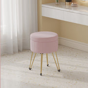 Pink velvet makeup stool by Songmics, main product view
