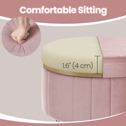 Pink velvet makeup stool by Songmics, styled in a dressing room setting