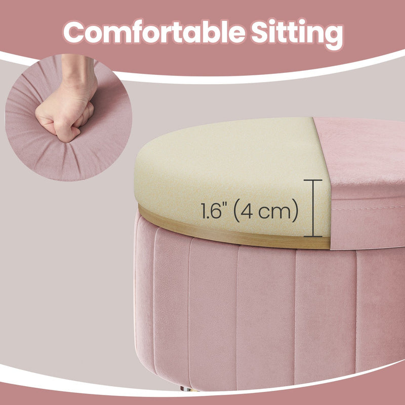 Pink velvet makeup stool by Songmics, styled in a dressing room setting