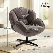 Swivel Accent Chair with Wingback Support for Bedroom or Living Room Comfort Grey AOSOM