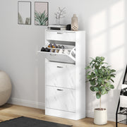 White Shoe Storage Cabinet with 3 Flip Drawers and Adjustable Shelves by HOMCOM