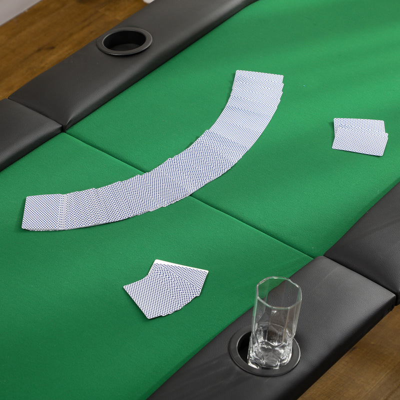 Foldable Poker Table for 8 Players with Cup Holders and Padded Rails Green