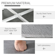 Grey Round Dining Table Set with 4 Upholstered Stools for Modern Kitchen or Dining Room