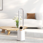 White Bladeless Tower Fan with Humidifier and Multi Modes for Home Cooling