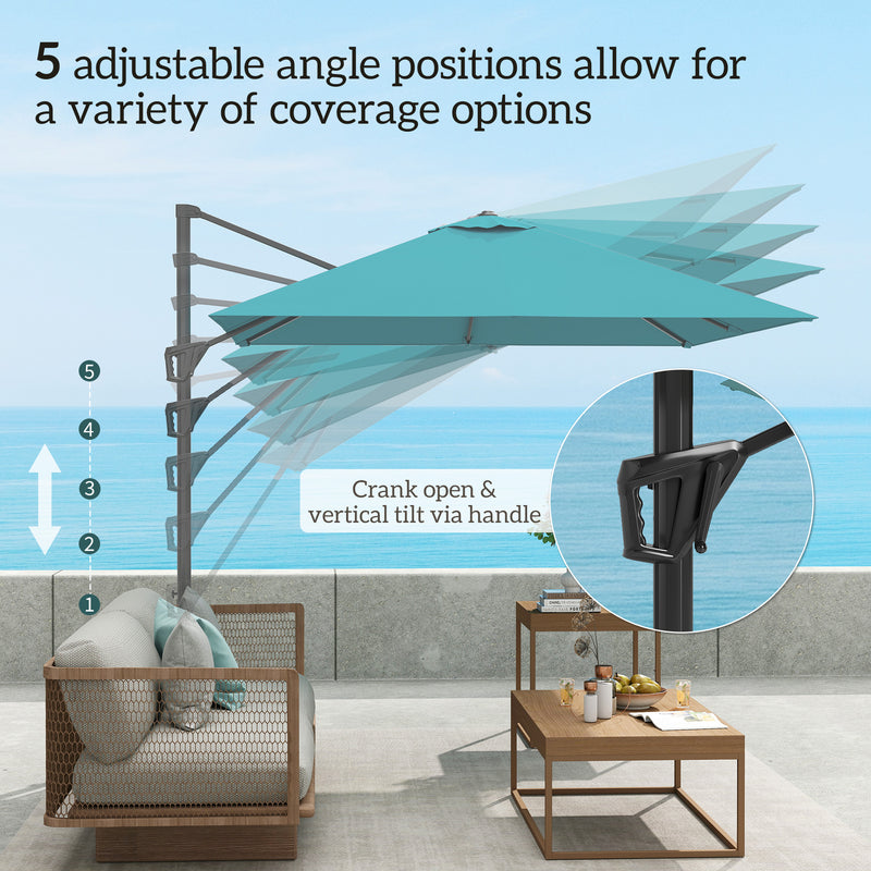 Cantilever Garden Parasol With Adjustable Tilt For Outdoor Shade Protection Outsunny