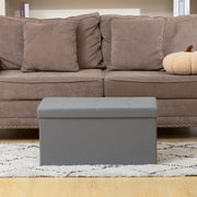 Foldable Storage Ottoman Bench With 89L Capacity Ideal For Bedroom Or Hallway Grey
