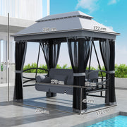 3-in-1 Garden Swing Bench with Canopy and Insect Net for Shaded Outdoor Relaxing Grey Outsunny