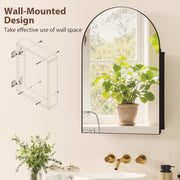 Bathroom Wall Cabinet with Mirror and Shelves Fully Assembled Space Saving Black AOSOM