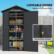 Lockable door panel showing the 62.5 cm door opening with an inset padlock and keys