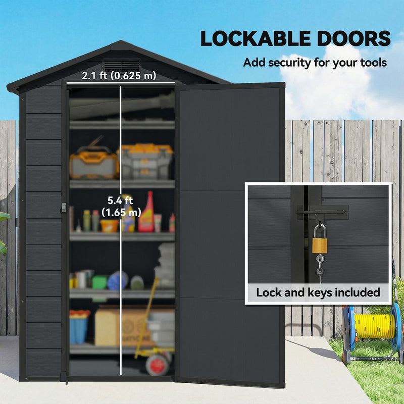Lockable door panel showing the 62.5 cm door opening with an inset padlock and keys