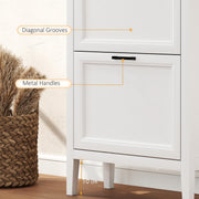 Slim Shoe Storage Cabinet for Hallway Organisation with Flip Drawers and Adjustable Shelves White Homcom
