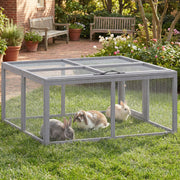 Rabbit Hutch with Easy Access and Foldable Design for Gardens and Patios Grey AOSOM