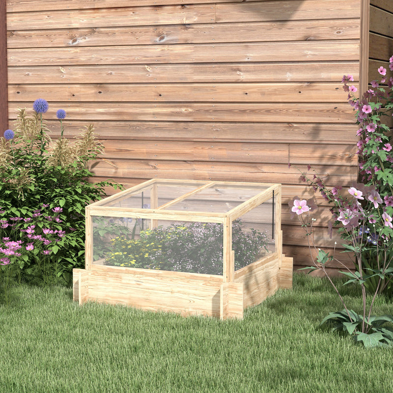 Wooden Greenhouse Planter Box With Lift-Up Lid For Growing Plants Outdoors