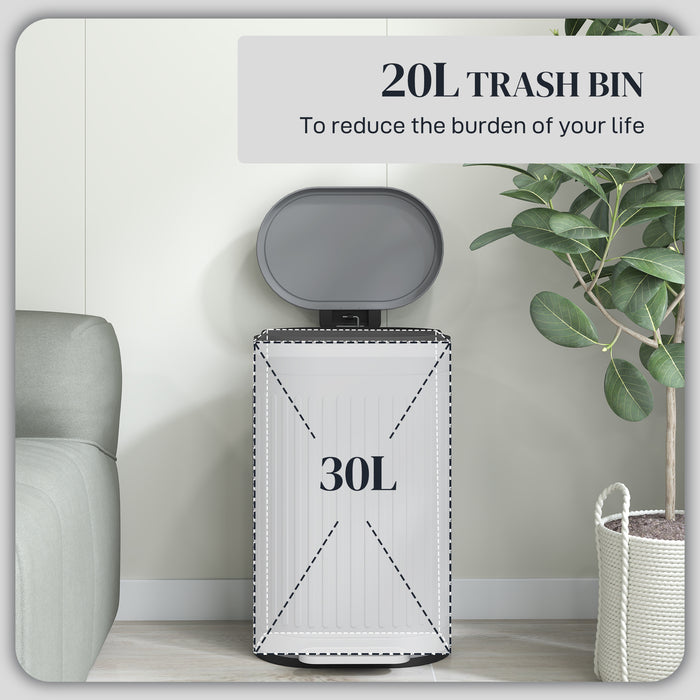 Grey 30L Metal Kitchen Bin with Soft Close Lid by HOMCOM